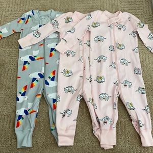 Hanna Anderson set of 3 onesie pajamas 3-6m 60cm